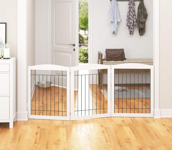 PAWLAND Extra Wide Dog gate for The House, Freestanding Foldable Wire Pet Gate - Image 8