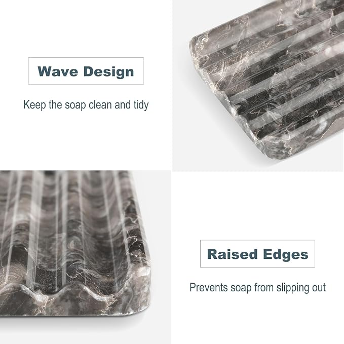 Marble Soap Dish, Bar Soap Holder Shower, Easy Cleaning Stone Sponge Holder - Image 3