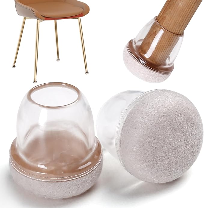 24PCS Clear Chair Leg Floor Protectors, Round Felt Furniture Pads by GAGUIUP