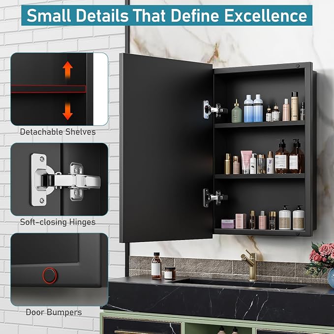 16 x 24 Inch Recessed Medicine Cabinet - Image 7