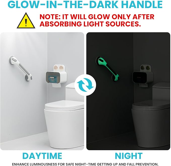 TAILI Shower Grab Bar Glow in The Dark, 2 Pack 16.8 in Grab Bars - Image 3