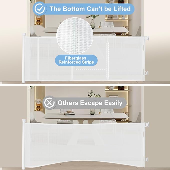 100 inches Retractable Baby Gate, 34 inches Tall Extra Wide Mesh Safety Gate - Image 4