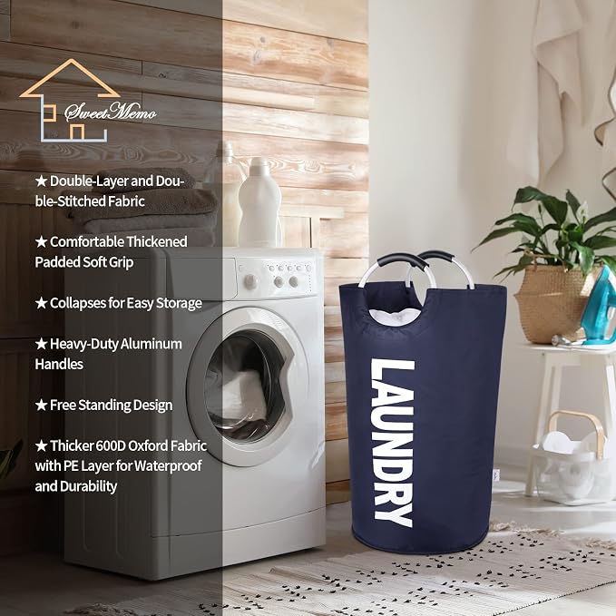 Large Laundry Basket Collapsible，Freestanding Clothes Hamper Bag - Image 2