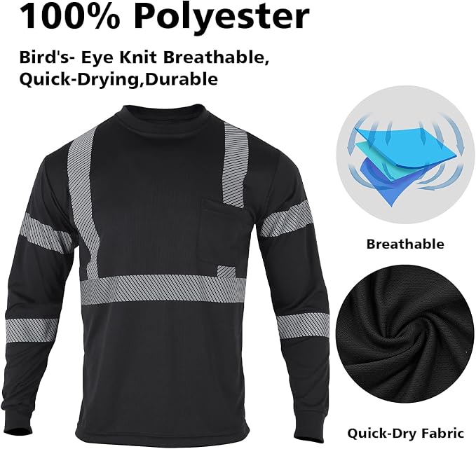 VENDACE Safety Reflective High Visibility Long Sleeve Shirts ANSI Class 3 Hi - Image 4