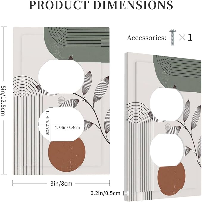 Outlet Covers Sage Green Boho Nature Art Minimalist Geometric Plant 1 Gang - Image 5