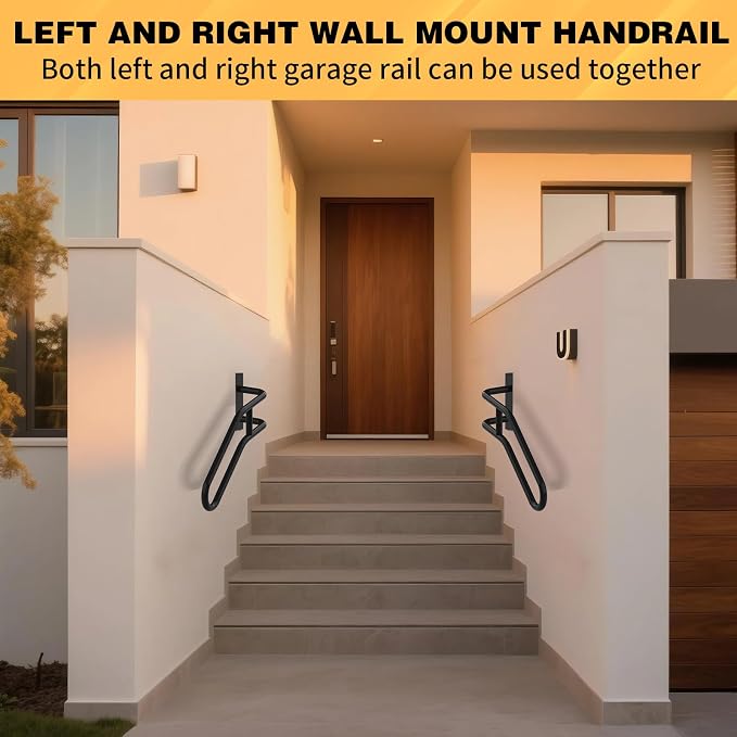 Left Side Wall Mounted handrail, Garge Door Stair Railing - Image 8