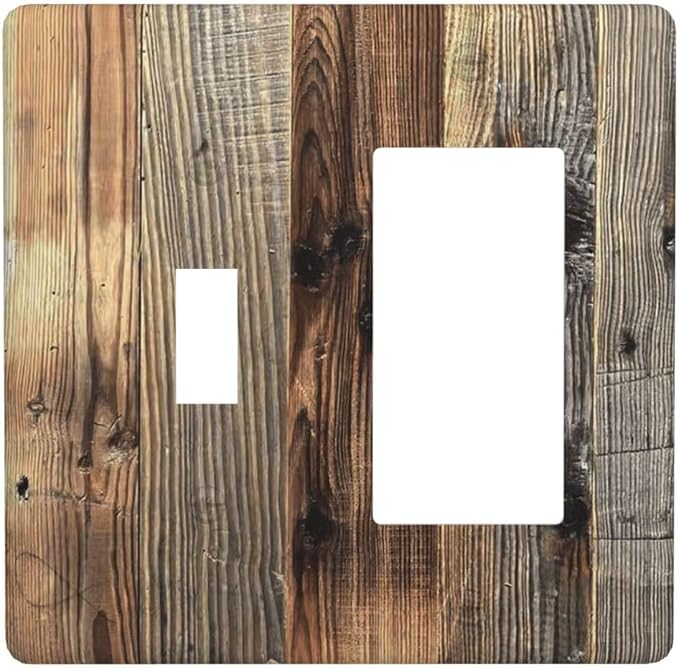Barn Brown Wood Rustic Weathered Wood Print Outlet Covers 1 Toggle 1 Rocker by Unknown