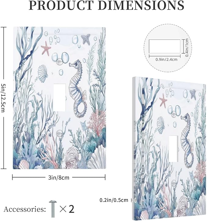 Decorative Light Switch Cover Ocean Coral Seahorse Seashell Starfish 1 Gang - Image 5