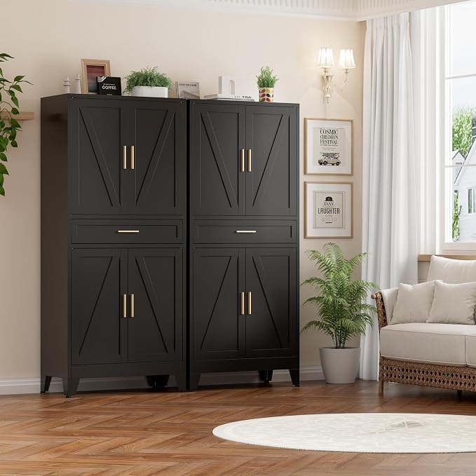 Metal Storage Cabinet with Drawer, Living Room by Unknown