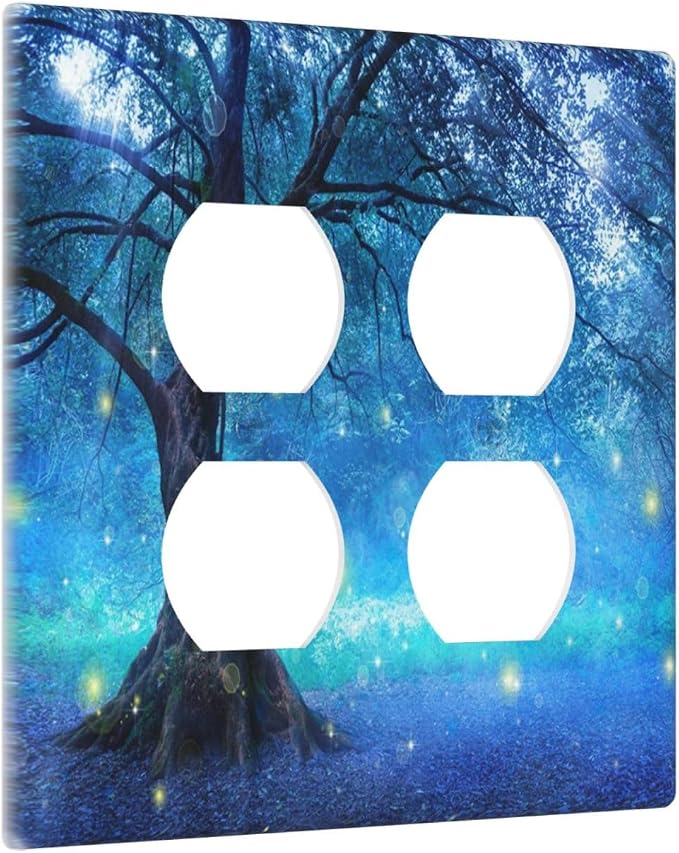 Decorative Light Switch Cover Plate Fantasy Fairy Tree In Mystic Forest 2 Gang - Image 2