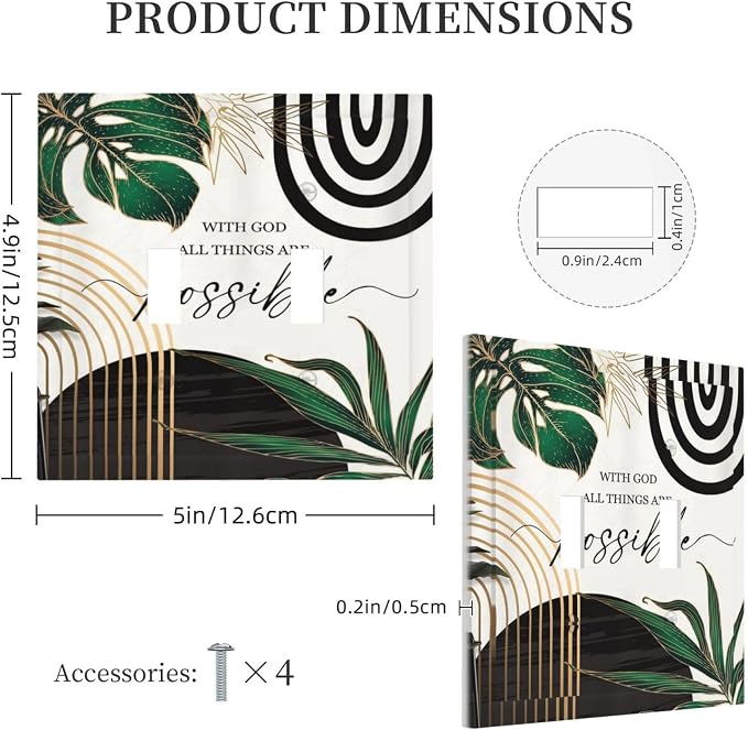 Boho Abstract Tropical Green Palm Leaf Mid Century Decorative Switch Plates 2 - Image 5