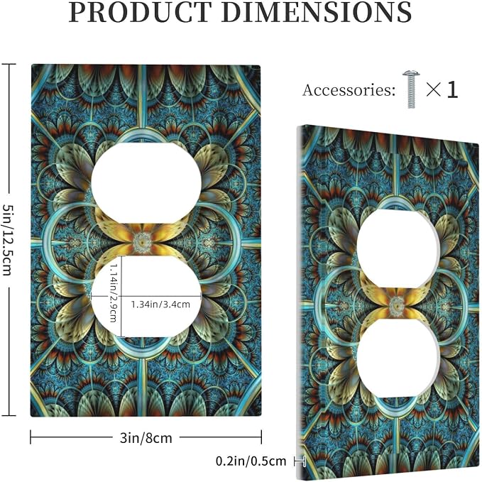 Outlet Covers Boho Fractal Mandala 1 Gang Duplex Light Switch Cover Plate - Image 5