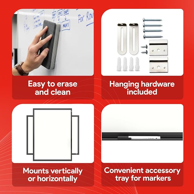 TRU RED Steel Magnetic Whiteboard | Dry Erase Board - Image 6
