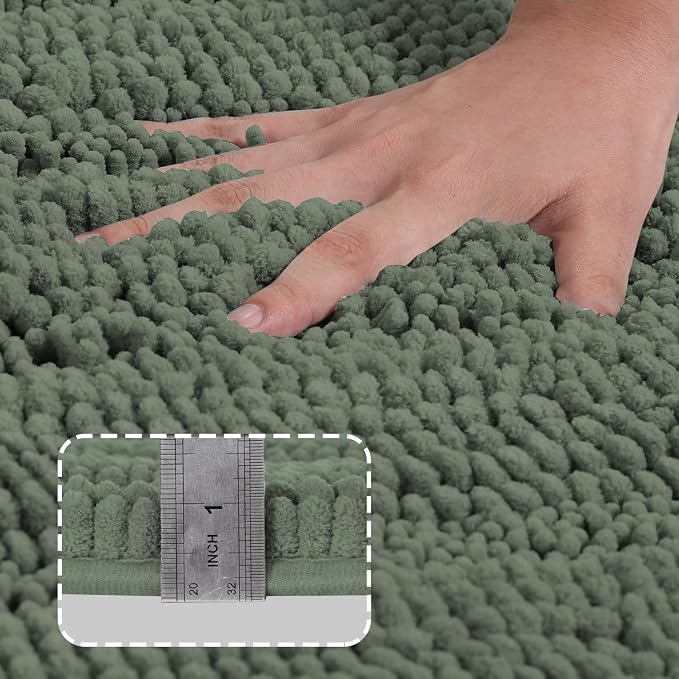 Turquoize Chenille Bath Rugs Shaggy Bathroom Rugs Non Slip Bath Mat - Image 3