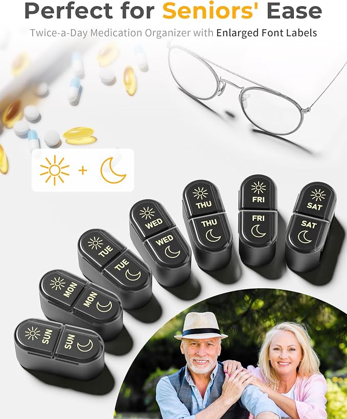 AM & PM Pill Organizer 7 Days, Weekly Pill Case 2 Times a Day, Pill Box 7 Day - Image 9