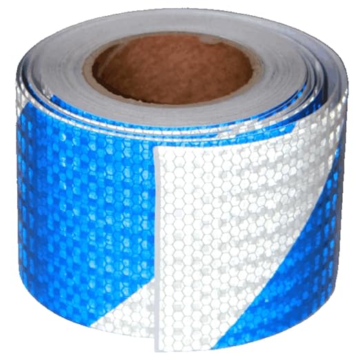 Reflective Tape Blue and White 4 inch X 66 feet, Outdoor Waterproof Hazard by tuyrchu