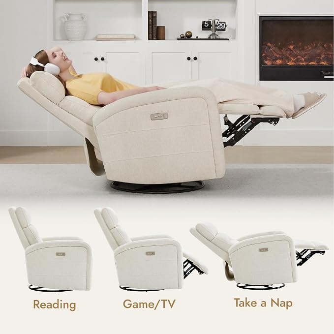 Watson & Whitely Swivel Power Recliner Glider Rocker, Small Recliner - Image 5