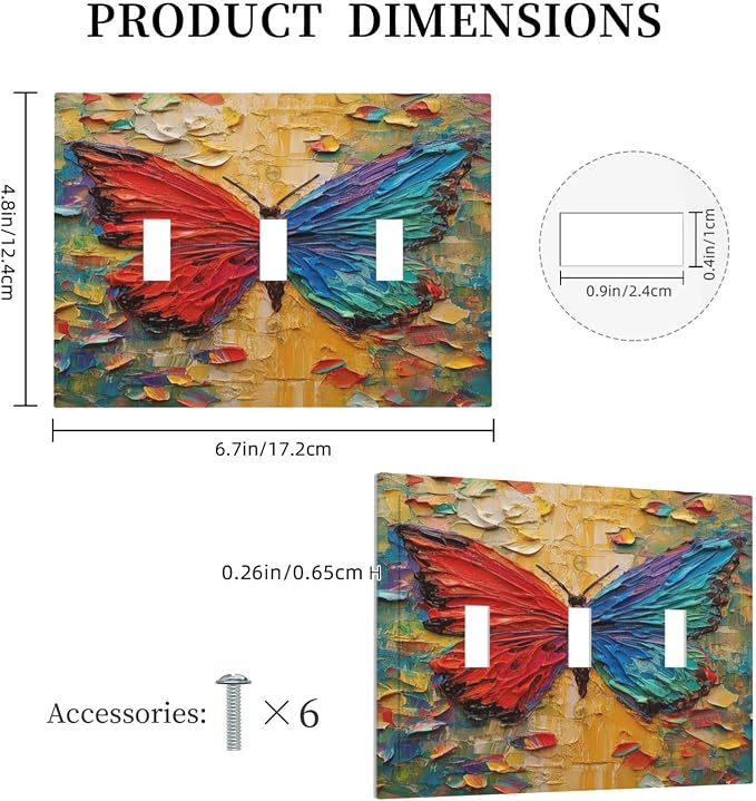 Decorative Switch Plates Colorful Butterfly Animal Insects Wall Art Abstract 3 - Image 5