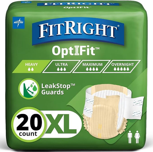 FitRight Adult Diapers, Extra+ Heavy Absorbency, OptiFit Incontinence Briefs by FitRight