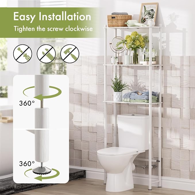 AmazerBath Bamboo Over The Toilet Storage Shelf, Over Toilet Bathroom Organizer - Image 5