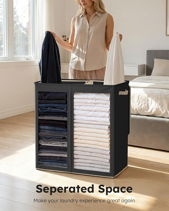 SOLEDI Large Double Laundry Hamper - Field & Grace
