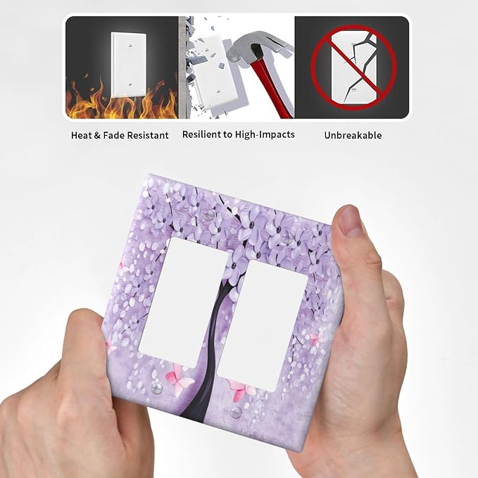 Outlet Covers 3D Purple Tree 2 Gang Wall Plate Double Rocker Light Switch Cover - Image 6