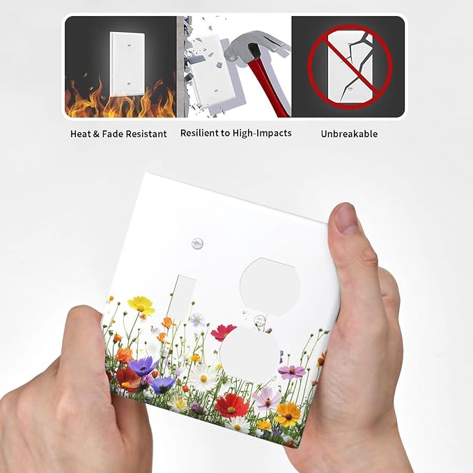 Wallplates Colorful Wildflowers Plant Floral Daisy 1 Toggle 1 Duplex Switch - Image 6