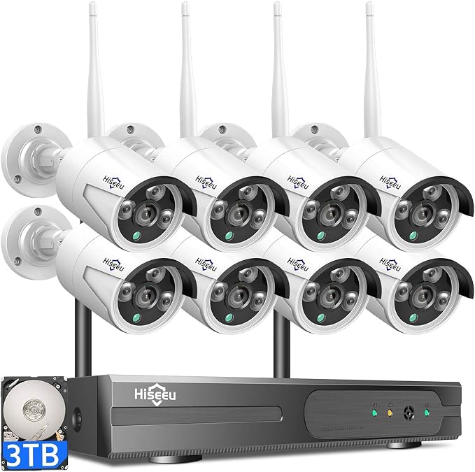 Hiseeu Wireless Pro WiFi Security Camera System, 16CH 4K NVR Kit, Corded by Hiseeu