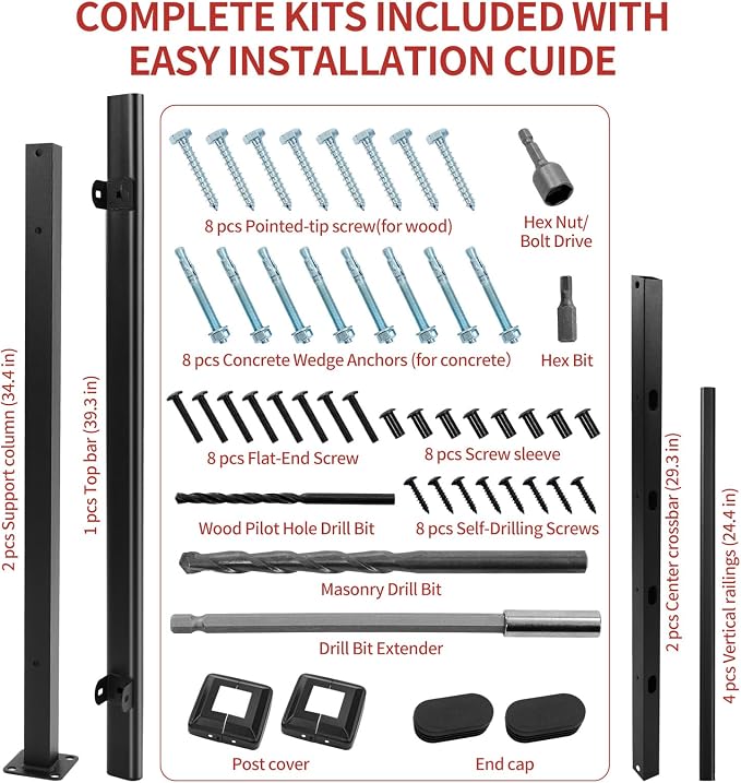 Metty Metal Handrails for Outdoor Steps Suitable for 1 to 3 Steps- Wrought Iron - Image 5