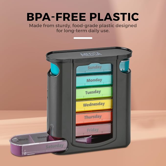 Weekly Pill Organizer, 1 Dispenser, 7 Stackable Compartments Four Times-a-Day - Image 8