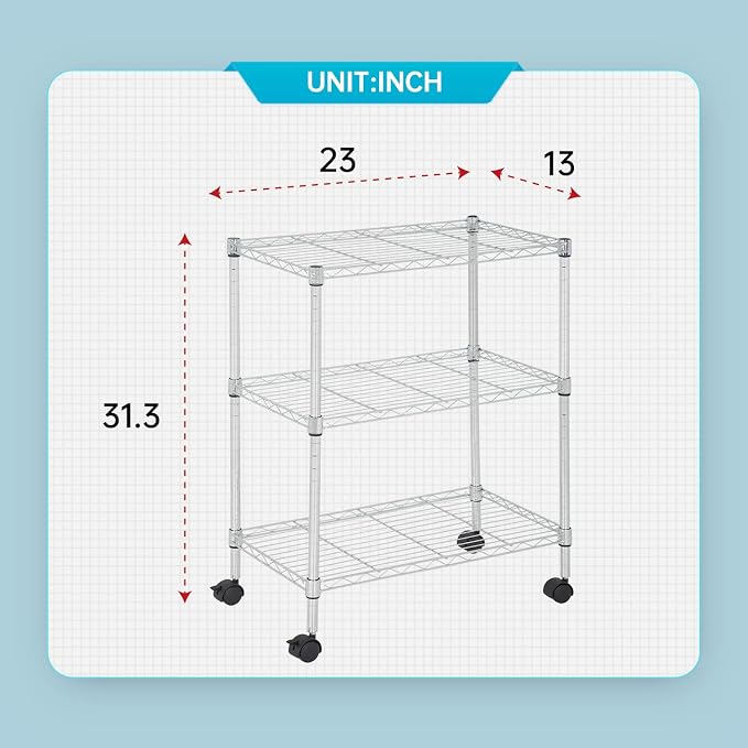 FDW 3 Tier Wire Shelving Metal Storage Shelves 23L x 13W x 32H Layer Storage - Image 3
