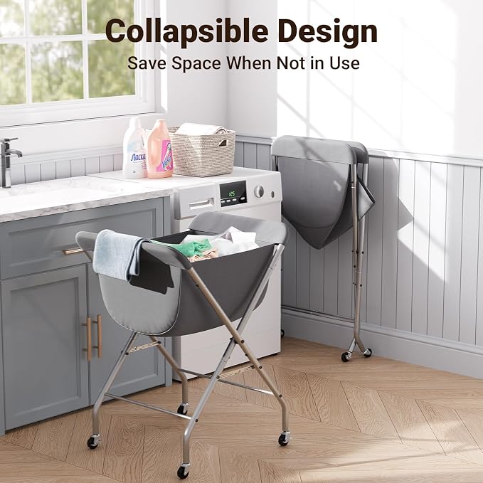 ELYKEN Laundry Cart with Wheels, 33”H Easy Rolling Laundry Hamper with - Field & Grace