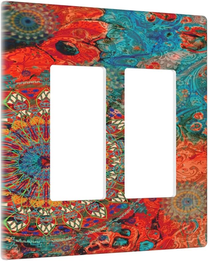 Abstract Ombre Colorful Indian Mandala Double Rocker Light Switch Cover 2 Gang - Image 2