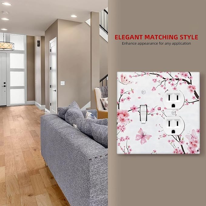 Cherry Floral Watercolor Pink Flowers Butterfly Wallplates 1 Toggle 1 Duplex - Image 7