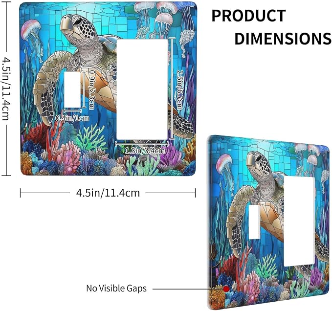 Outlet Covers Nautical Sea Turtle Coral Jellyfish 1 Toggle 1 Rocker Combination - Image 4