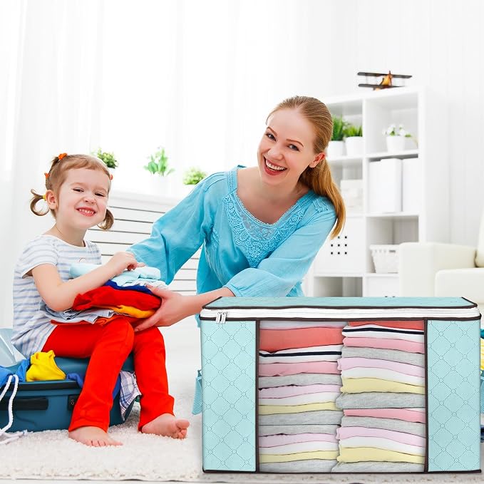 Budding Joy 90 L Large Storage Bags, 6 Pack Clothes Storage Bins Foldable - Image 6