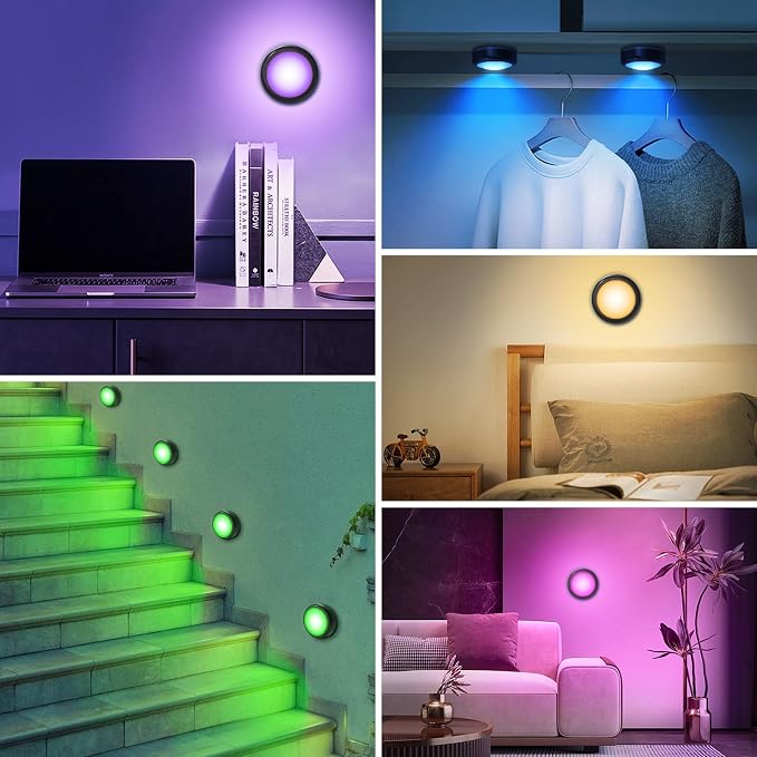 Cadrim Puck Lights, 4 Pack 13 Colors Changeable LED Puck lightings Battery - Image 5