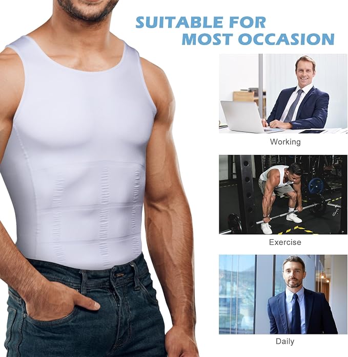 Mens Slimming Body Shaper Vest, Gynecomastia Compression Shirts, Tummy Control - Image 4