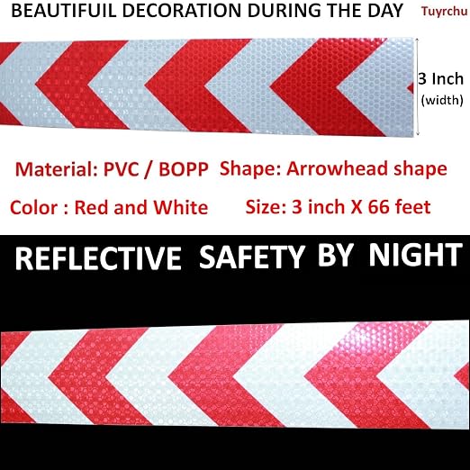 Red and White Reflective Tape Outdoor Waterproof 3 inch X 66 feet, High - Image 3