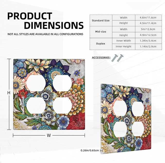 Boho Floral Colorful Floral Multi Color Flower Outlet Covers 2 Gang Double - Image 5
