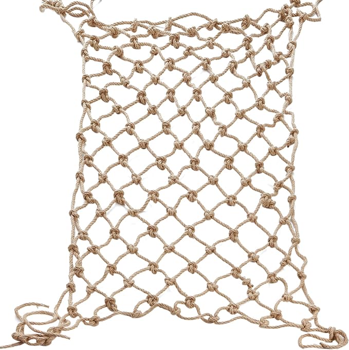 Jute Hemp Rope Net, Heavy Duty Natural Climbing Safety Rope Netting Balcony by ERFEI