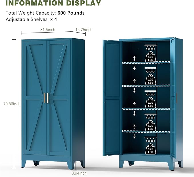 COFaR Home Farmhouse Storage Cabinet - Image 2