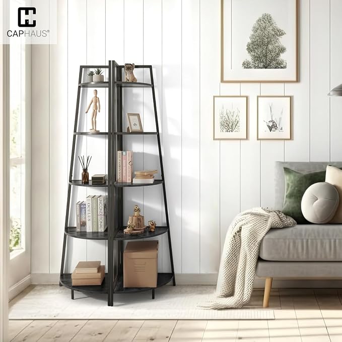 CAPHAUS Tall Corner Shelf Stand, 4-Tier Display Shelves, Ladder Corner Wood - Image 7