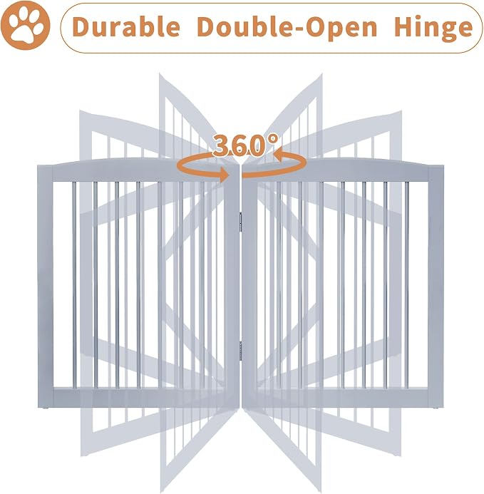 Freestanding Pet Gate for Dogs, Foldable Wooden Dog Gate for House, Indoor Pet - Image 6