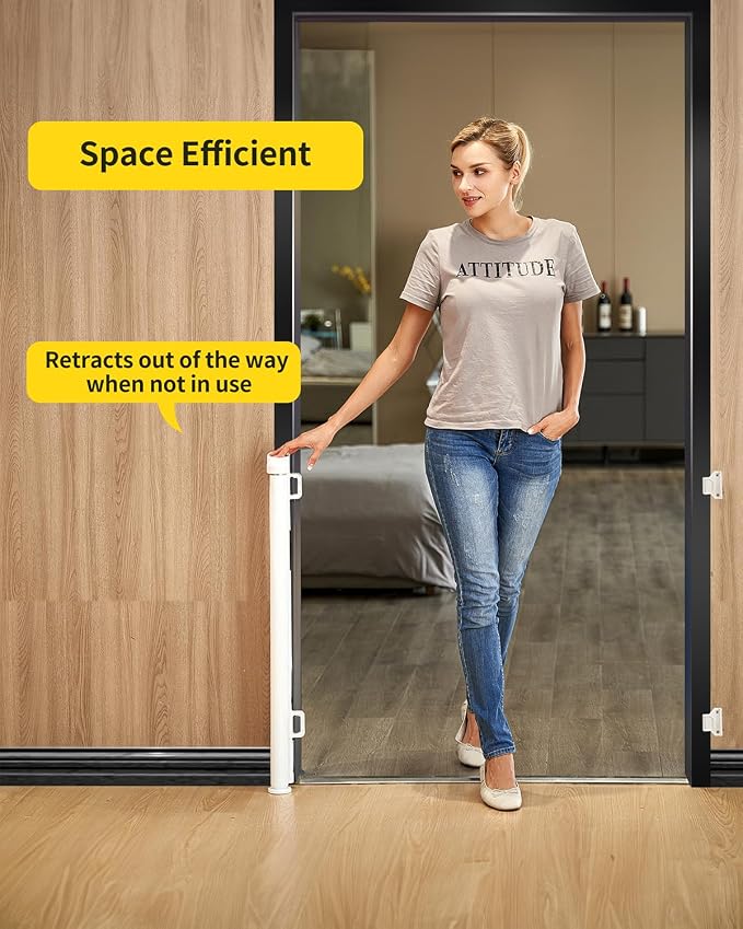 Retractable Baby Gate for Stairs – 33” Height, Expands up to 71” Width – Safety - Image 3
