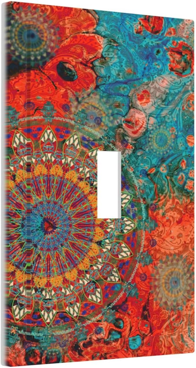 Light Switch Cover Abstract Mandala Flowers 1 Gang Wall Plate Cover Vintage - Image 2