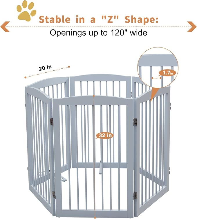 Freestanding Pet Gate for Dogs, Indoor Wooden Foldable Dog Gate for House - Image 6