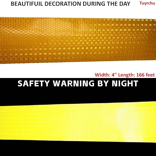 Yellow Reflective Tape 4 inch Wide, Outdoor Waterproof Hazard Conspicuity - Image 3