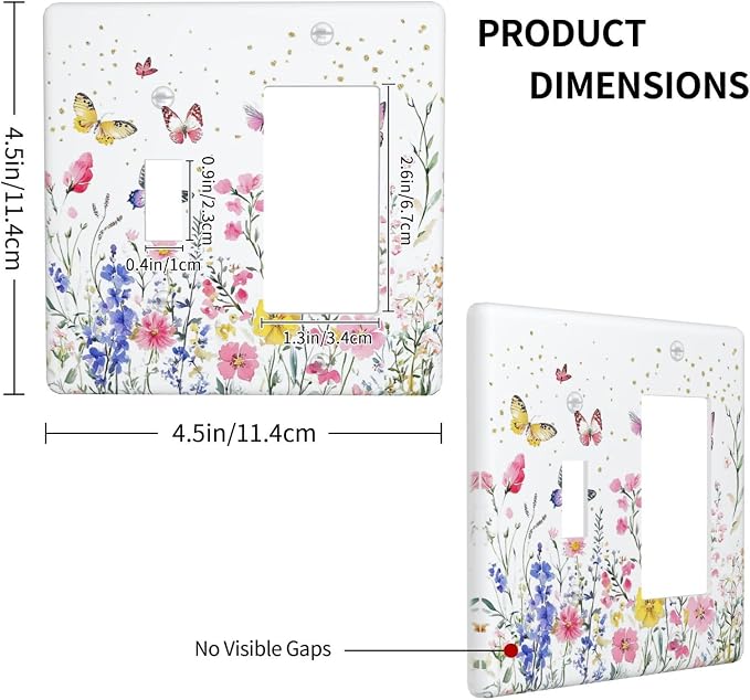 Outlet Covers Watercolor Floral Butterfly Colorful Wildflower 1 Toggle 1 Rocker - Image 4