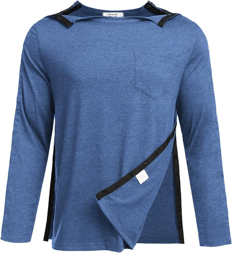 Deyeek Men's Post Shoulder Surgery Recovery Shirts Full Tear Away Long Sleeve by Deyeek